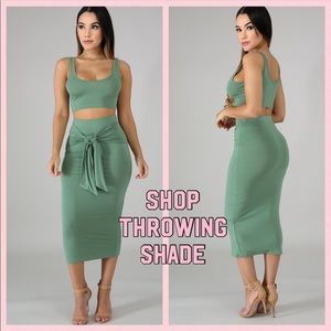 Sage crop top and skirt set